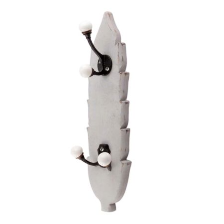 Grey And Black Double Loop Ceramic Iron Wooden Hooks